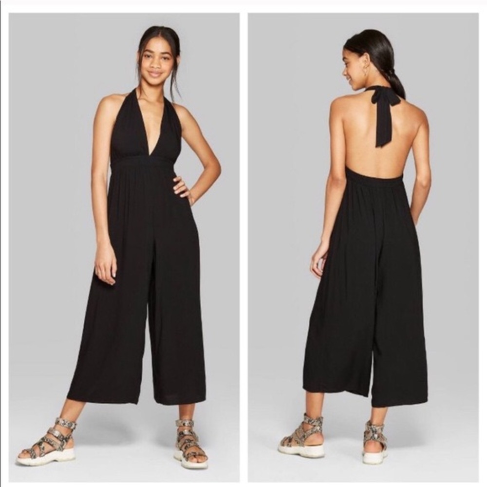 Wild Fable black halter-neck backless jumpsuit